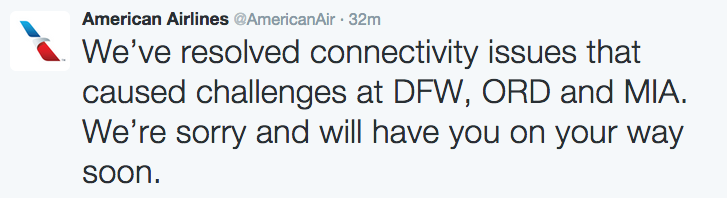 Tuit de American Airlines